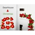 thumbnail image 7 of Asisol Lighted Poinsettia Christmas Garland with Red Berries and Holly Leaves,  2PCS 6.5Ft Battery Operated Pre-Lit Velvet Artificial Poinsettia Garland for Christmas Decoration, 7 of 7