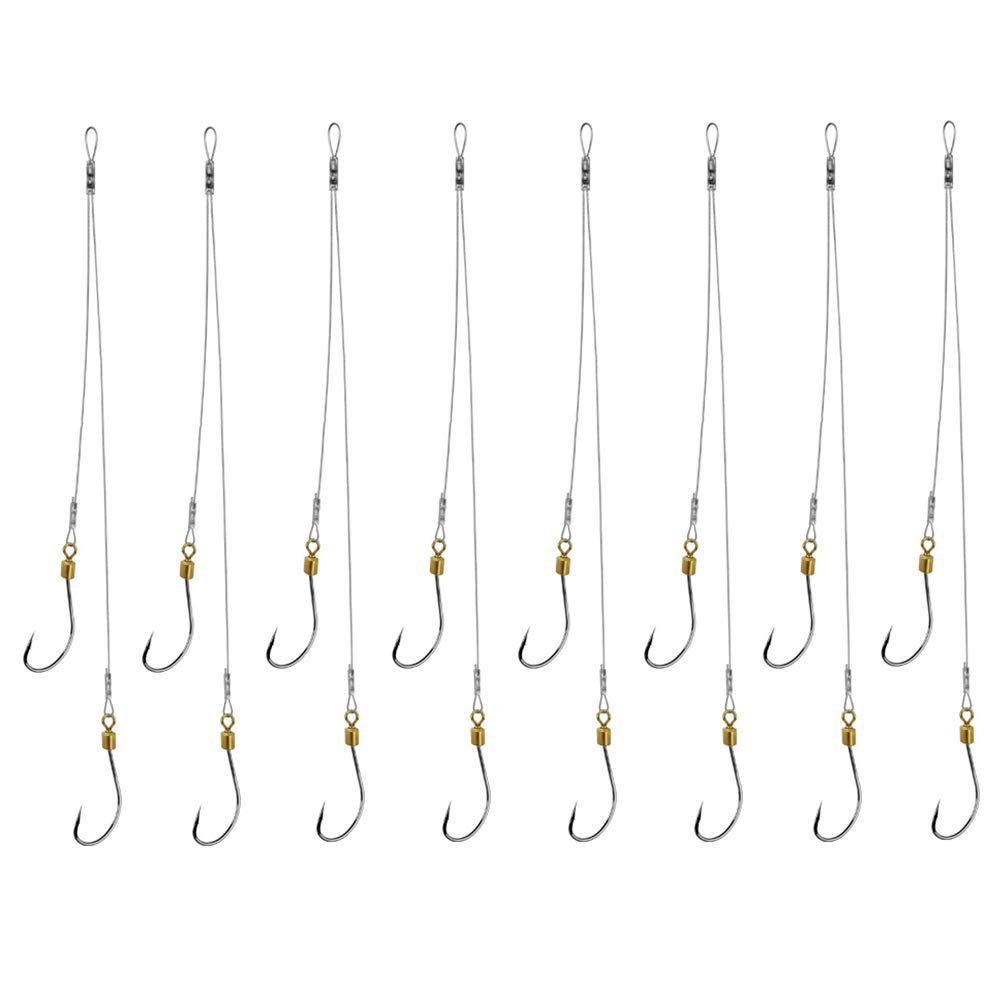 Dyxssm Fishing Hook and Leader, Fishing Rig Hooks with Wire Line Leader (10)