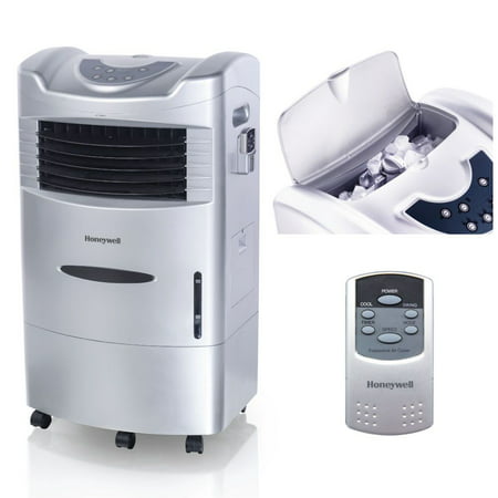 Honeywell 500-694CFM Indoor Outdoor Portable Evaporative Cooler with Fan & Humidifier, Ice Compartment & Remote Control, CO25AE,