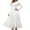 White, variant on Women's Solid Round Neck Long Sleeve Midi Dress Tiered Lace Spliced Fit And Flare Dress