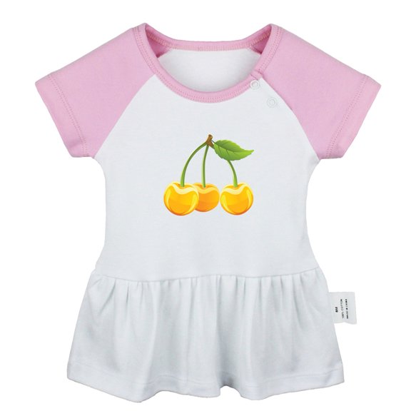 Fruit Cherry Pattern Dresses For Baby, Newborn Babies Skirts, Infant Princess Dress, 0-24M Kids Graphic Clothes (Pink Raglan Dresses, 18-24 Months)