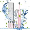 thumbnail image 1 of Cepillo de dientes eléctrico con 6 cabezales de repuesto | 5 modos de limpieza | Blanqueamiento profundo y masaje | Temporizador inteligente de 20 velocidades | Recargable por USB | Resistente al, 1 of 5