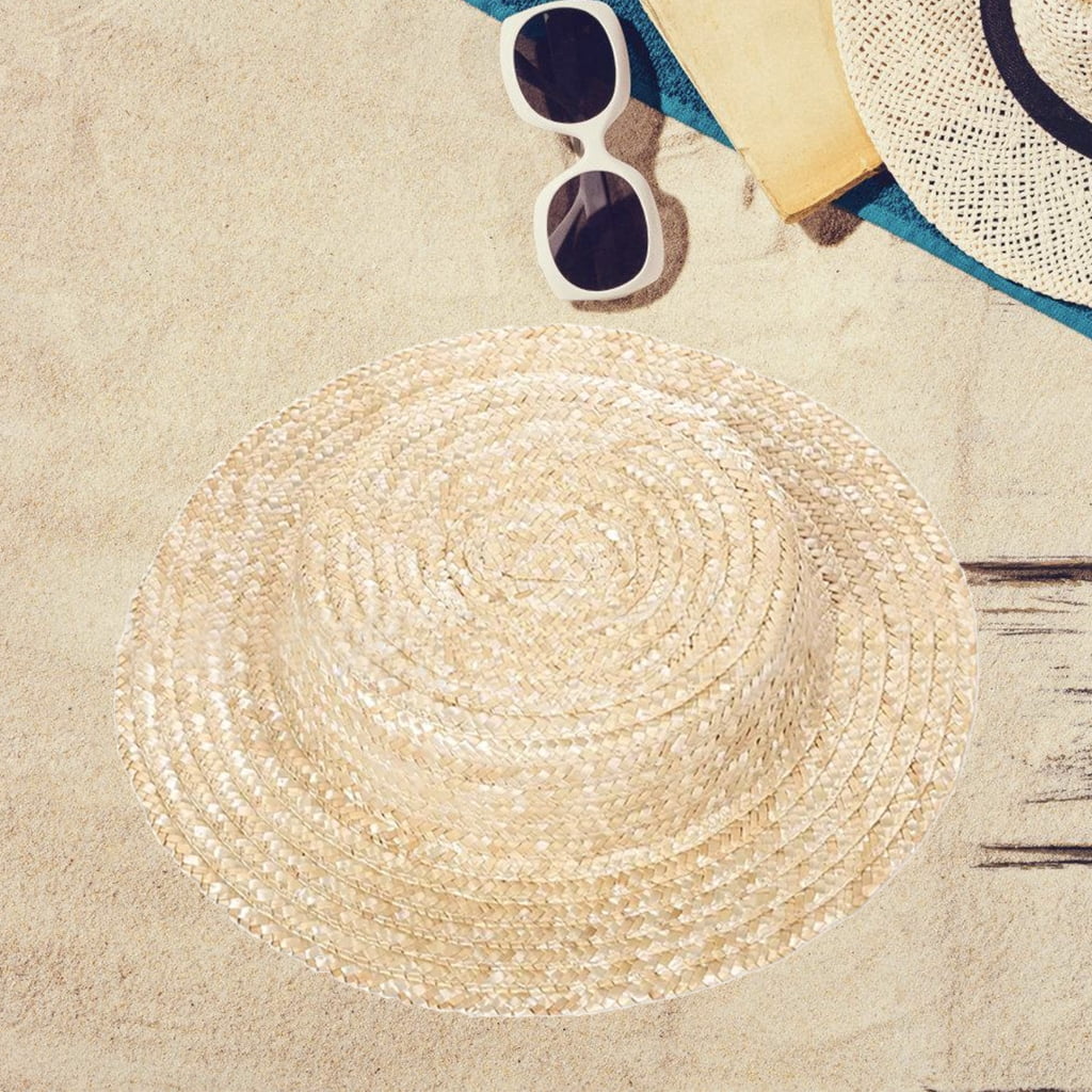Victorian Straw Bonnet Hat Sun Protective Vacation Flat Top Hat Base Accessory