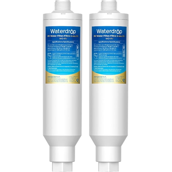 Waterdrop White, 11.18" x 5.23" x 3.3", Marine Inline Water Filter for RV Water System Pack of 2