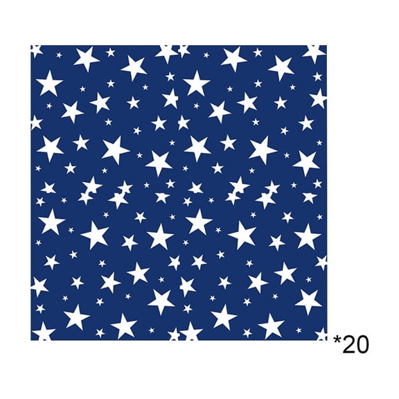 JWZZYD Patriotic All-Over White Star Paper Napkins, 13" Disposable Party Napkins, 4th of July, 250th Anniversary Independence Day Memorial Day Home Kitchen Party Supplies, 20 Pack