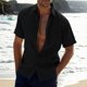 thumbnail image 4 of Camisas De Vestir Para Hombre 5xl Camisa sólida informal para hombre, camisa de manga corta con cuello vuelto, camisa Formal con botones (Black, XL), 4 of 5