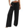 thumbnail image 6 of Comdrip Pants for Women Trendy Fashion Women Loose Solid Color Casual Wide Leg Pants Cotton Trousers Womens Flowy Pants Black L, 6 of 9