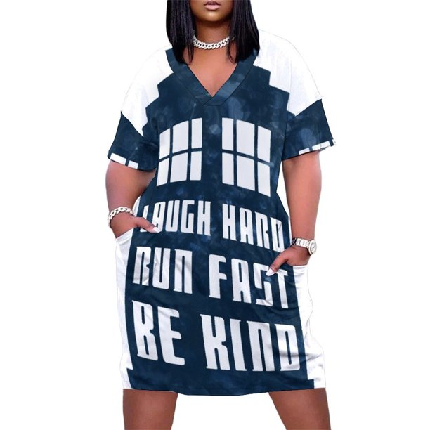 Laugh Hard Run Fast Be Kind Loose Pocket Dress Evening dresses evening dress ladies
