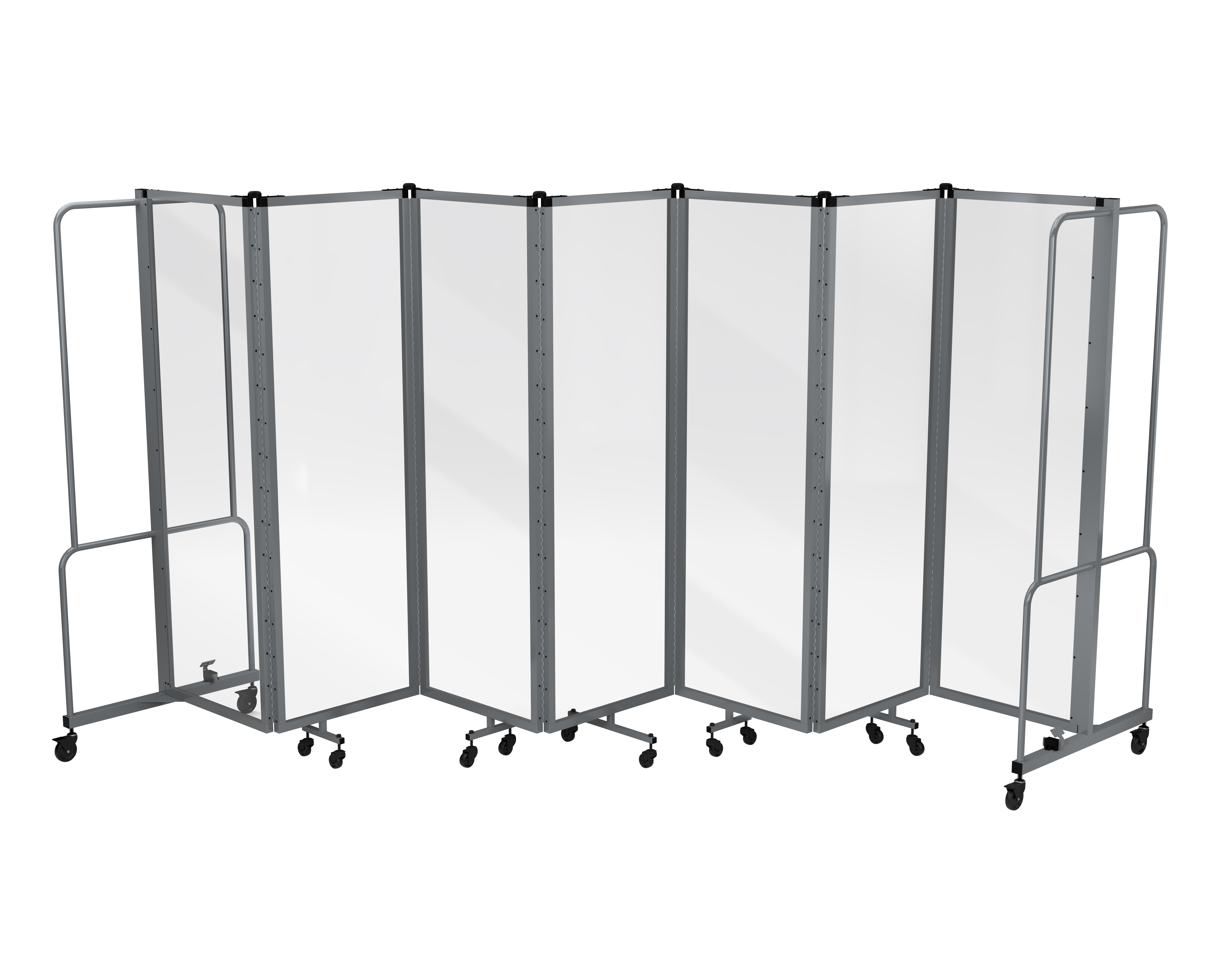 Hampden Furnishings Otis Collection Portable Room Divider, 7 Transparent Panels, Grey Frame