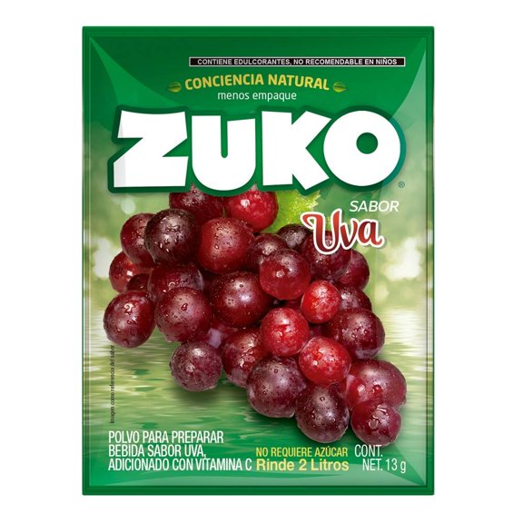 Bebida en polvo Zuko sabor uva 13 g