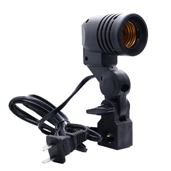 Photography Light Stand Mount with Adjustable E27 Socket and Long Extended Cable for Studio Professional Use Black