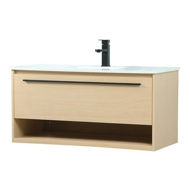 Elegant Decor Roman 40" Aluminum Alloy MDF Single Bathroom Vanity in Maple