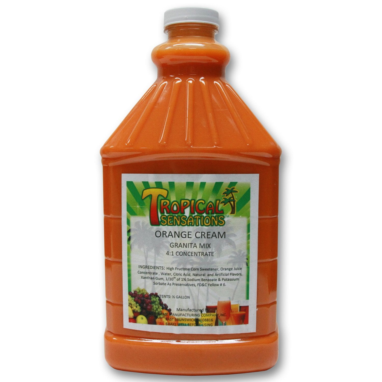 Tropical Sensations Orange Cream Granita Slushie Mix  64 oz Bottle  Non-Alcoholic Frozen Drink Mix for Slush Machines