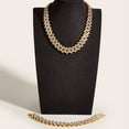 thumbnail image 2 of Hip Hop-Inspired Jewelry Set with Rhinestone Classic 14K Yellow Gold Necklace and Bracelet , Perfect for Parties & Gifts, 2 of 6