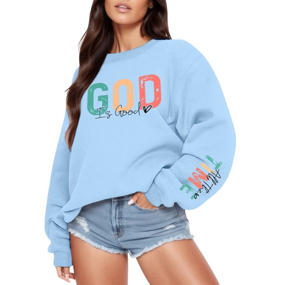 God Is Good Sweatshirt for Women Christian Oversized Jesus Faith Shirts Inspirational Bible Verse Pullover Sweater
