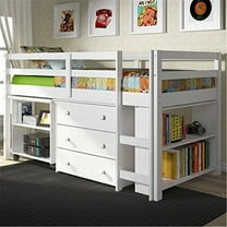 Donco Kids Study & Sleep Twin White Low Loft Bed, Twin, White