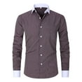 thumbnail image 4 of 2 Pack Mens Shirts Business Casual Long Sleeve Wrinkle-Free Tshirts Shirt Button-Down Collared Slim-Fit Stripe Printed Office Work Tops with Pocket, 4 of 8