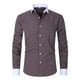 thumbnail image 1 of Blusa y camisa de manga larga con cuello vuelto para hombre, cárdigan a rayas con cuello vuelto, camisa de botones de estilo profesional, blusa de poliéster para hombre, 1 of 2