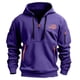 thumbnail image 5 of Sudadera con capucha para hombre, con estampado de bolsillo, media cremallera, cordón ajustable, informal, deportiva, de manga larga, blusa de poliéster, 5 of 5
