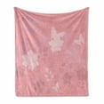 thumbnail image 1 of Rose Soft Flannel Fleece Throw Blanket, Dreamy Fantasy Spring Nature with Flourish Ornament and Flying Butterflies, Cozy Plush for Indoor and Outdoor Use, 60" x 80", Pale Rose Rose, by Ambesonne, 1 of 6