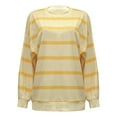 thumbnail image 4 of Pompotops Femmes Pull Col Rond Tops Mode Rayé à Manches Longues Casual Tops Dégagement, 4 of 7