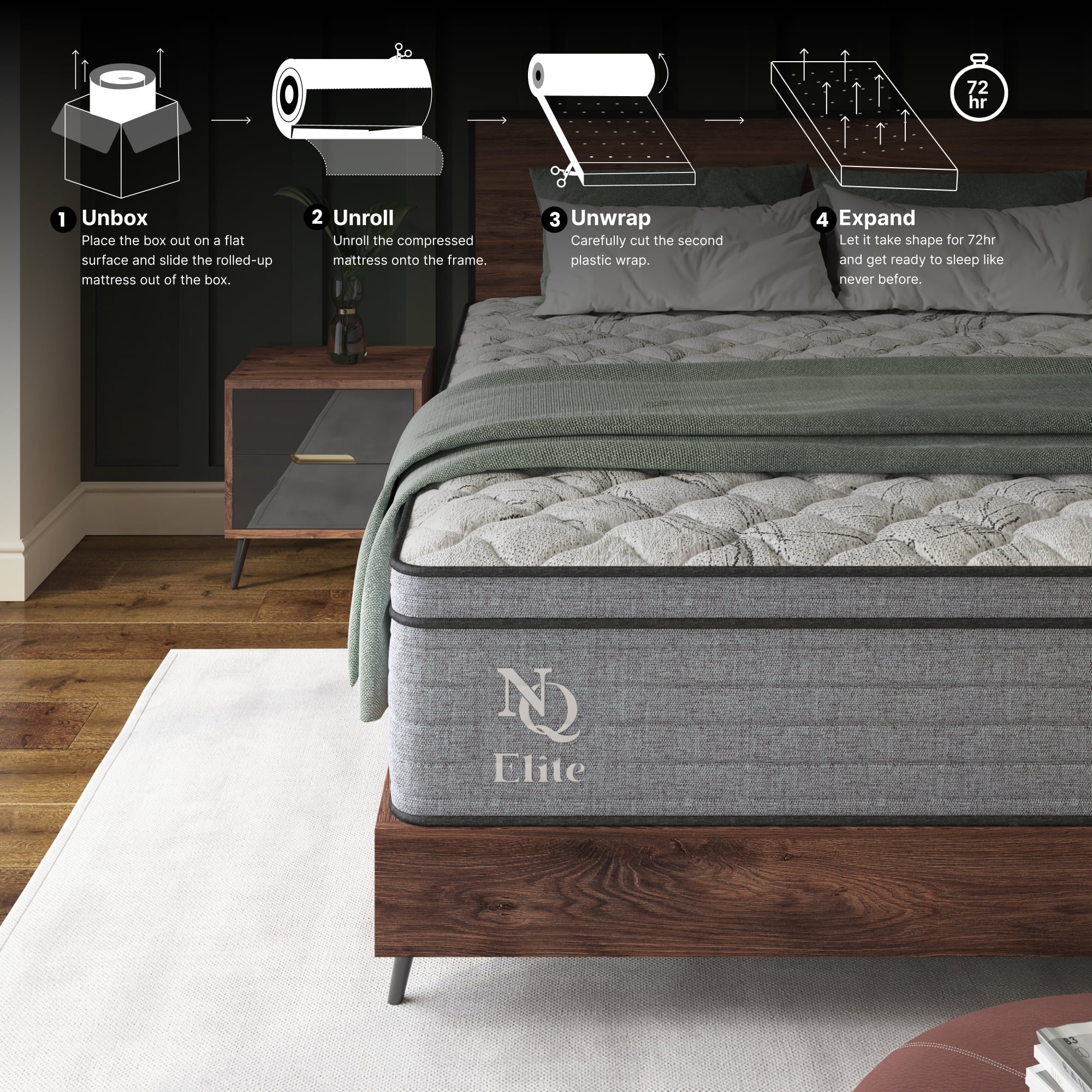 NapQueen Elite Series Machka 10" Full Size Mattress, Hybrid Pocket Spring Coils, Bed In a Box, Adult