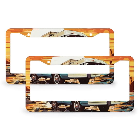 2 Pack The Camper Is Calling And I Must Go License Plate Cover Forest Camper License Plate Cover Frame Quality Aluminum 2 Round Holes Funny Cute for USA Canada Vehicles