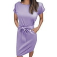 thumbnail image 2 of Summer Dress With Belt For Casual And Date Outfits Short Sleeve Design Easy Care And Versatile Wear, 2 of 6