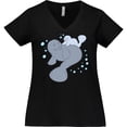 thumbnail image 3 of Inktastic Cute Manatees with Bubbles Women's Plus Size V-Neck T-Shirt, 3 of 5