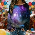 thumbnail image 4 of DHFJKG Sweaters For Women Long Sleeve Shirts Galaxy Printed Lightweight Knit Pullover Ribbed Casual Loose Fit Crewneck Soft Blouse Spring Cozy Tops, 4 of 5