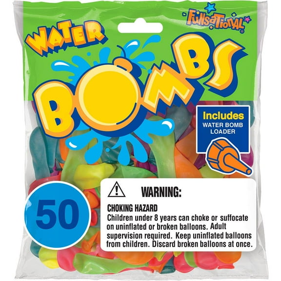 Funsational Water Bombs Assorted Color Water Balloons with Filler, 50 Count