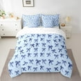 thumbnail image 2 of YST Bow Knot Bedding Set Twin Size 7 Piece Bed in a Bag, Kawaii Simple Bows Room Decor Bed Set, Cute Cartoon Dreamy Printed Kids Teens Bedding Bed Sets, Baby Blue Ribbon Bed Sheets Set, 2 of 4