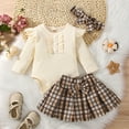 thumbnail image 6 of Futezty Toddler Boys Girls Clothes Fall Winter Outfit Sets, Baby Boy Girl Ruffle Sleeve Round Neckline Plaid Print Stretch 0 6 12 18 24 Months 2T 3T 4T 2-Pieces Set Party Wear, 6 of 7