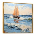 thumbnail image 2 of Designart "Horizon of Orange Sailing Boat III" People Framed Wall Art - Traditional Orange Nursery Teddy Bear Bedroom Framed Canvas Wall Art, 2 of 6