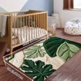 thumbnail image 3 of Green Leaf Embroidered Rug Pattern Soft Small Velvet Area Rugs Non Slip Indoor Floor Carpet for Living Room Bedroom Decor, 3 of 5