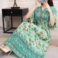 thumbnail image 3 of Plus Size Bohemian Summer Sweet Printed V-Neck Batwing Sleeved Beach Dress Women's Dress Ethnic Holiday Large Swing Midi Dress, 3 of 5