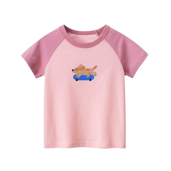 LYMAYTER Girls Cotton T-Shirts for Kids Toddler Cute Short Sleeve Tees Baby Summer Versatile Tees Shirts for 1-8 Years