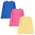 thumbnail image 7 of HILEELANG Toddler Girls' Long Sleeve Tee Shirt Cotton Crewneck Girs Graphic Tops T-Shirts Blue Yellow Pink 3 Packs Sets 5T, 7 of 7