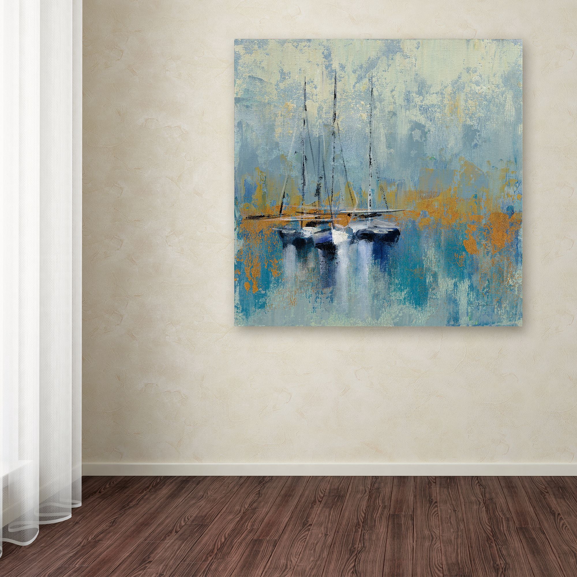 Trademark Fine Art 'Boats in the Harbor III' Canvas Art by Silvia Vassileva