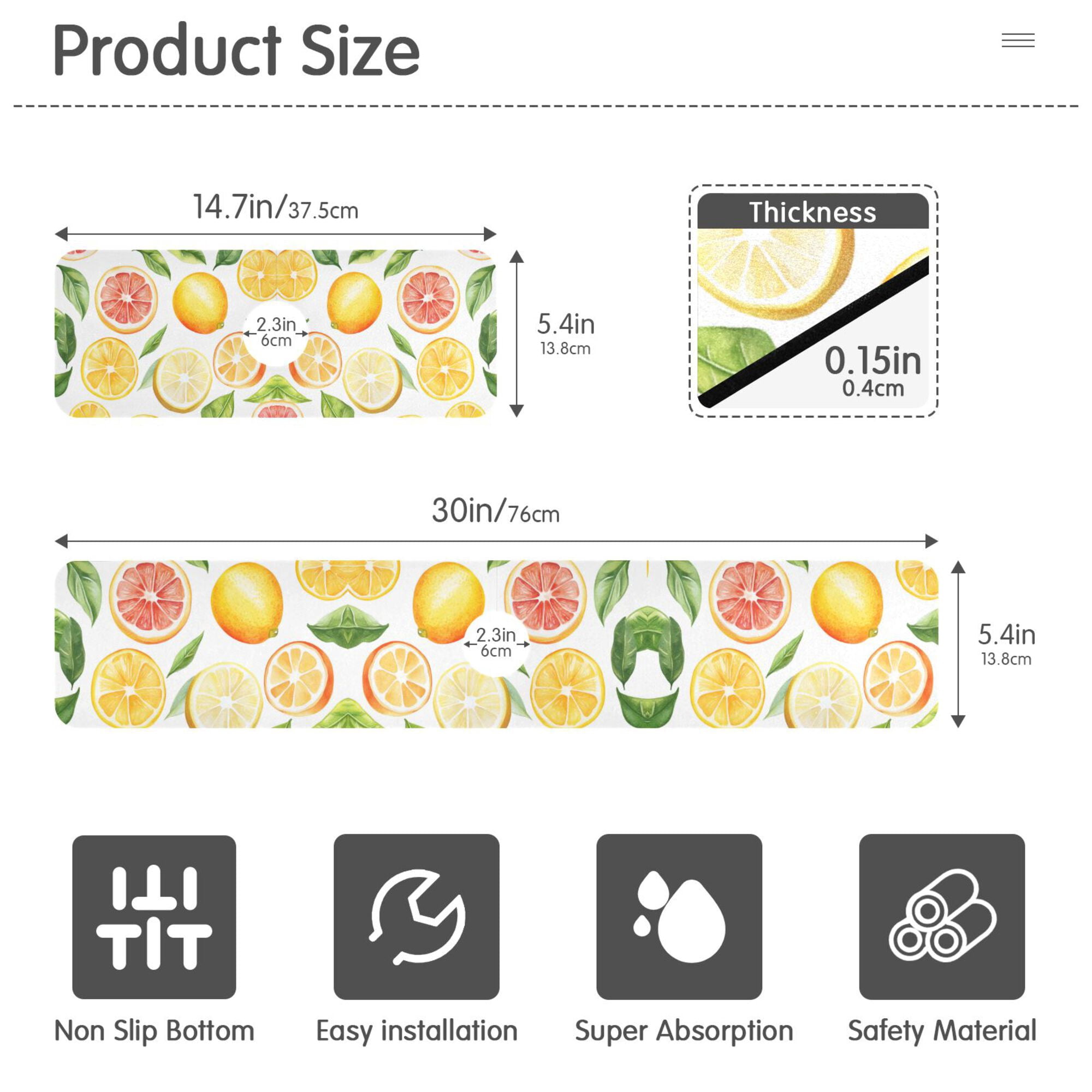 Yayeee Faucet Mat for Kitchen Sink 30" Diatomite Long Splash Guard Pad, Candy Lemon, 2 Pack