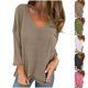 thumbnail image 1 of Tops básicos para mujer,Camiseta de manga larga con hombros descubiertos para mujer, de mezcla de poliéster, color liso, cuello redondo, lavable a mano con agua fría, sopatenor, 1 of 9