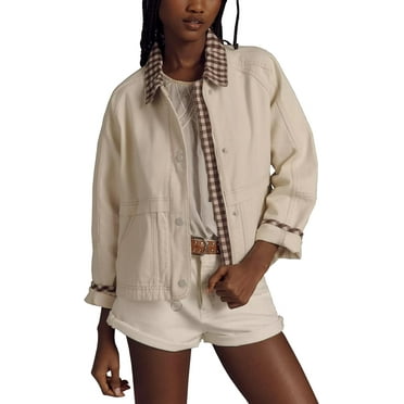Cropped Workwear Jackets for Women Casual Jackets Cargo Jacket Barn Jacket Outwear with Pockets