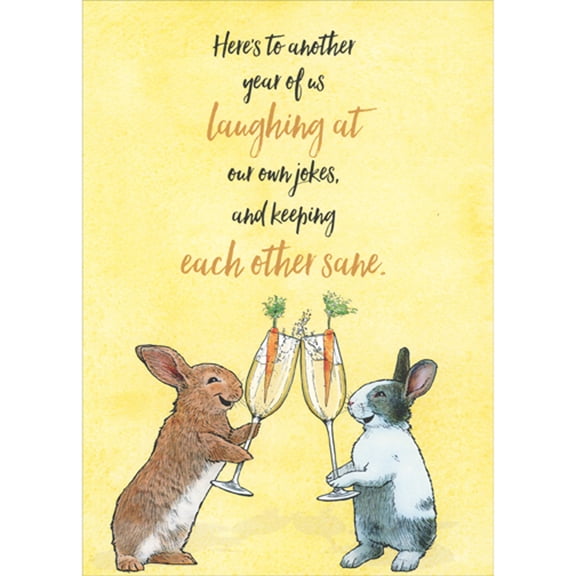 Tree-Free Greetings Two Rabbits Toasting with Carrot Cocktails Funny Birthday Card