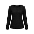 thumbnail image 3 of cocolona Pullover Sweaters for Women Crew Neck Long Sleeve Knitted Fall Tops Casual Loose Solid Color Base Sweater, 3 of 7