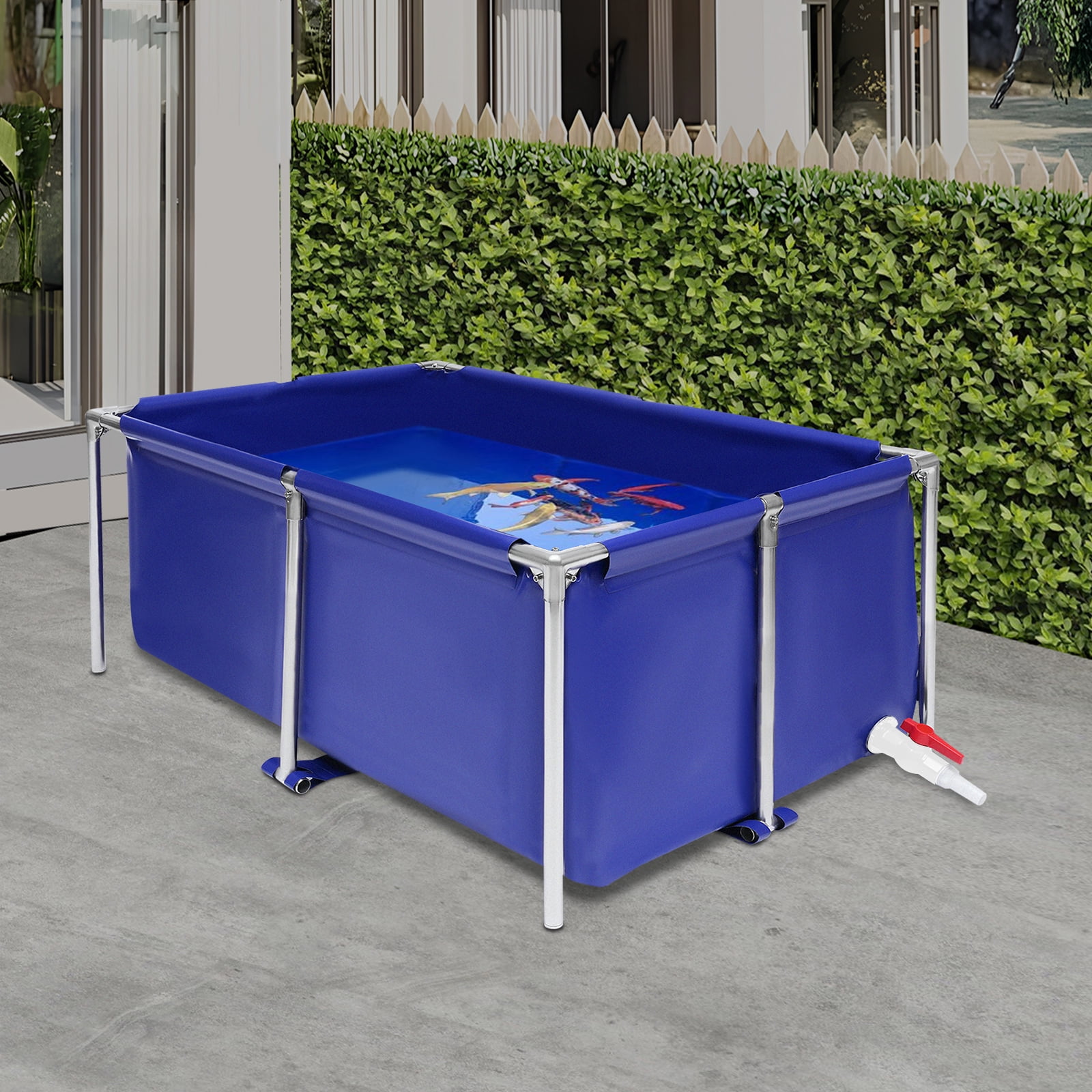 Blue Modern Cuboid Canvas Fish Pond Aquarium Fish Water Tank 47.2*31.4*19.6inch for the Cultivation of Fish, Lobster, Leeches in Home or Aquaculture