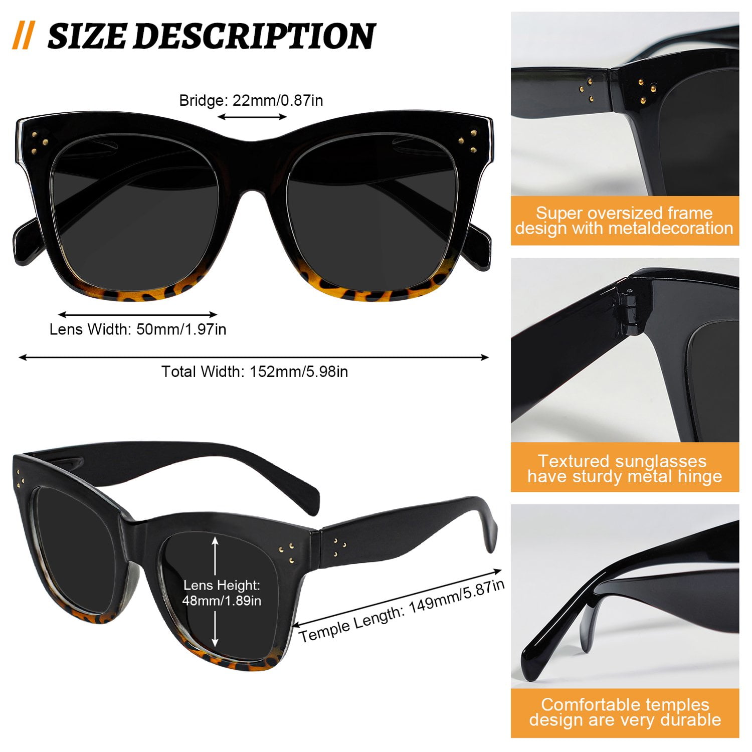 WEMOOTANTS Oversized Reading Sunglasses 3.0 for Women Black and Tortoise Full Sun Readers 1.00 1.25 1.50 1.75 2.00 2.25 2.50 2.75 3.00 3.50 4.00