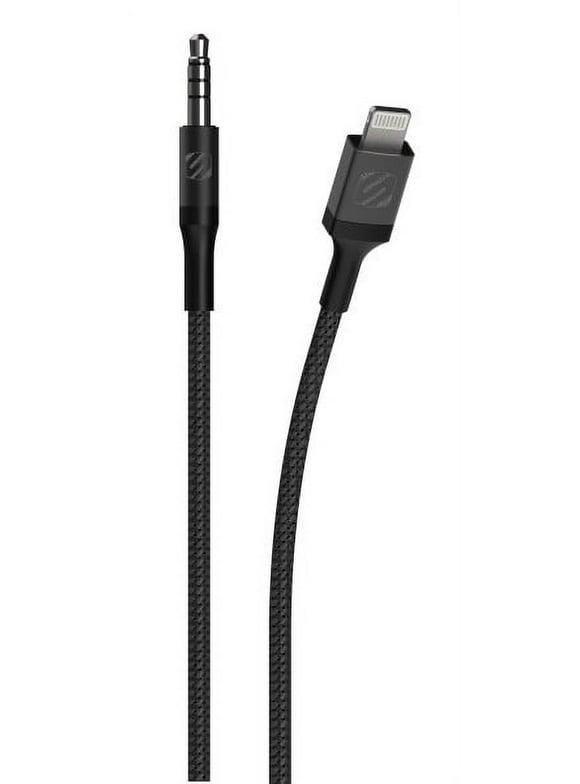 Scosche i3AUXB4SG-SP 3.5mm AUX to MFi Certified Lightning Braided Audio Cable 4-ft. Space Gray