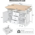 thumbnail image 5 of JESTOP 55.7" Large Kitchen Cart Island on Wheels Foldable Dining Table with 2 Drop Leaf, Power Outlet, 3 Drawers, Wood Storage Cabinet, 5 of 9