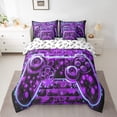 thumbnail image 2 of Gamepad Comforter Set Bed in a Bag 7 Pieces Twin,Dreamy Purple Gaming Bedding Set, Men Home Video Game (Comforter+Fitted+Flat Sheet+2 Pillowcases+2 Throw Pillow Covers), 2 of 6