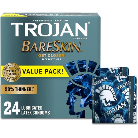 Trojan Magnum Bareskin Large Size Condoms - 10 Count